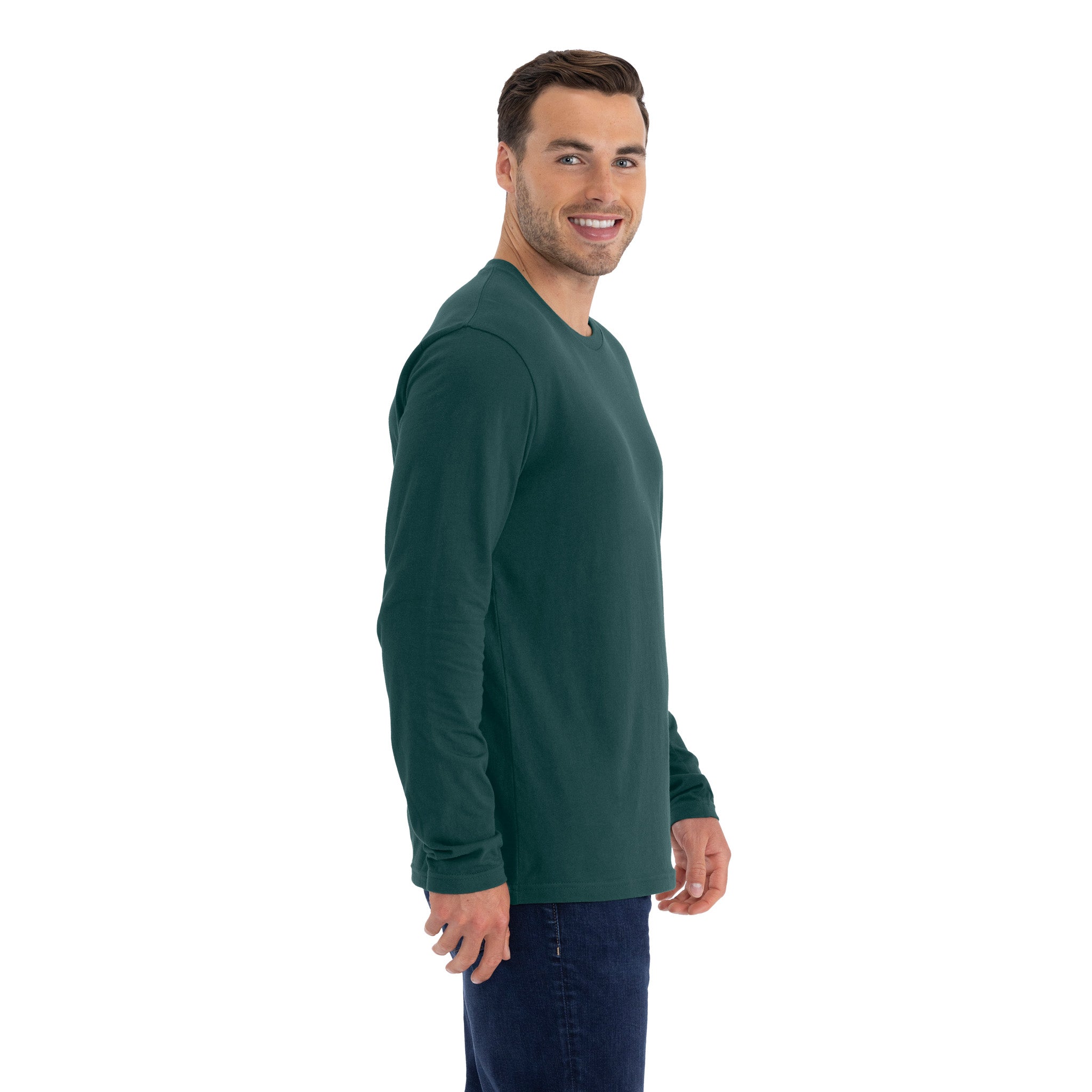 Unisex Cotton Long Sleeve T-Shirt Forest Green 3601 Next Level Apparel Side View