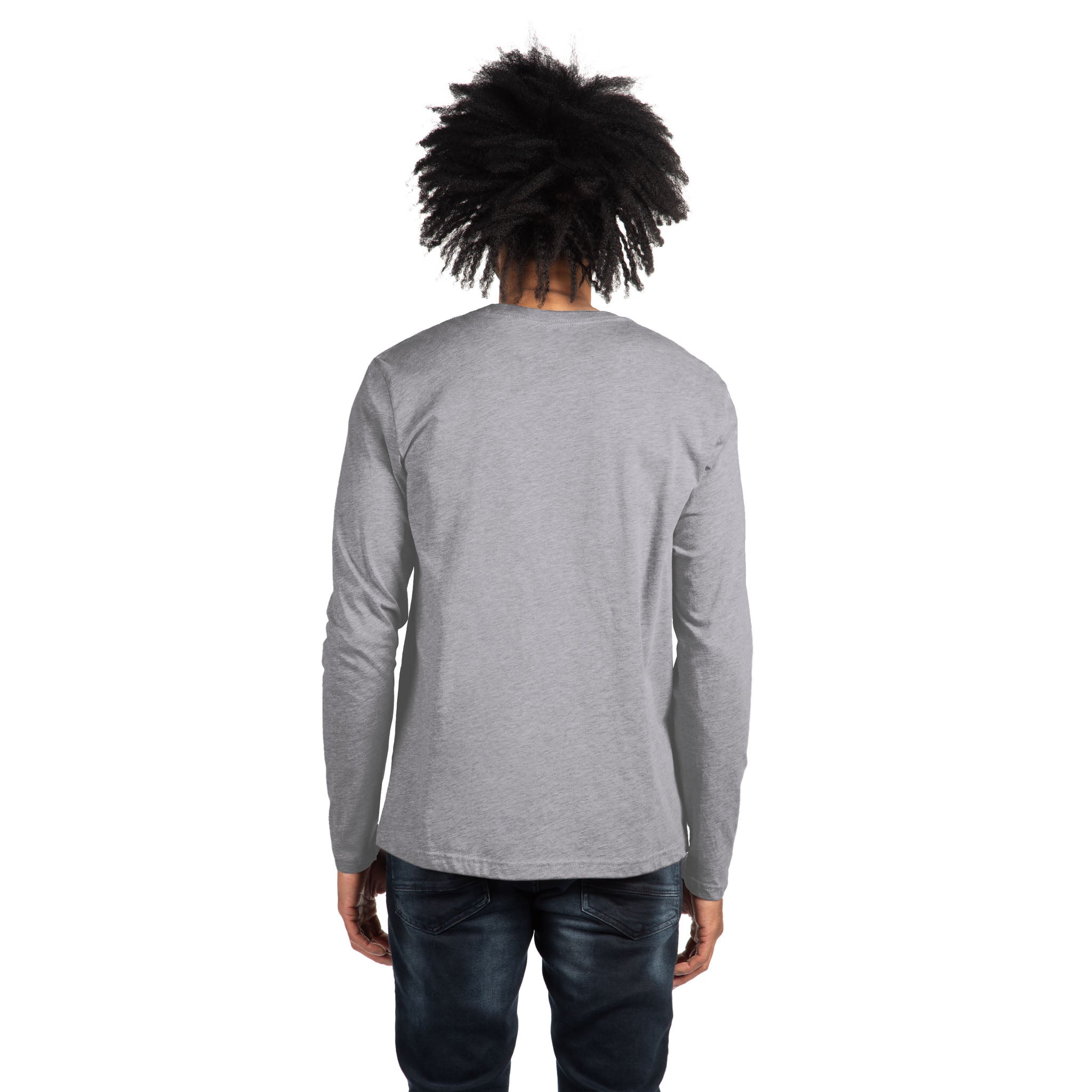 Unisex Cotton Long Sleeve T-Shirt Heather Gray 3601 Next Level Apparel Back View