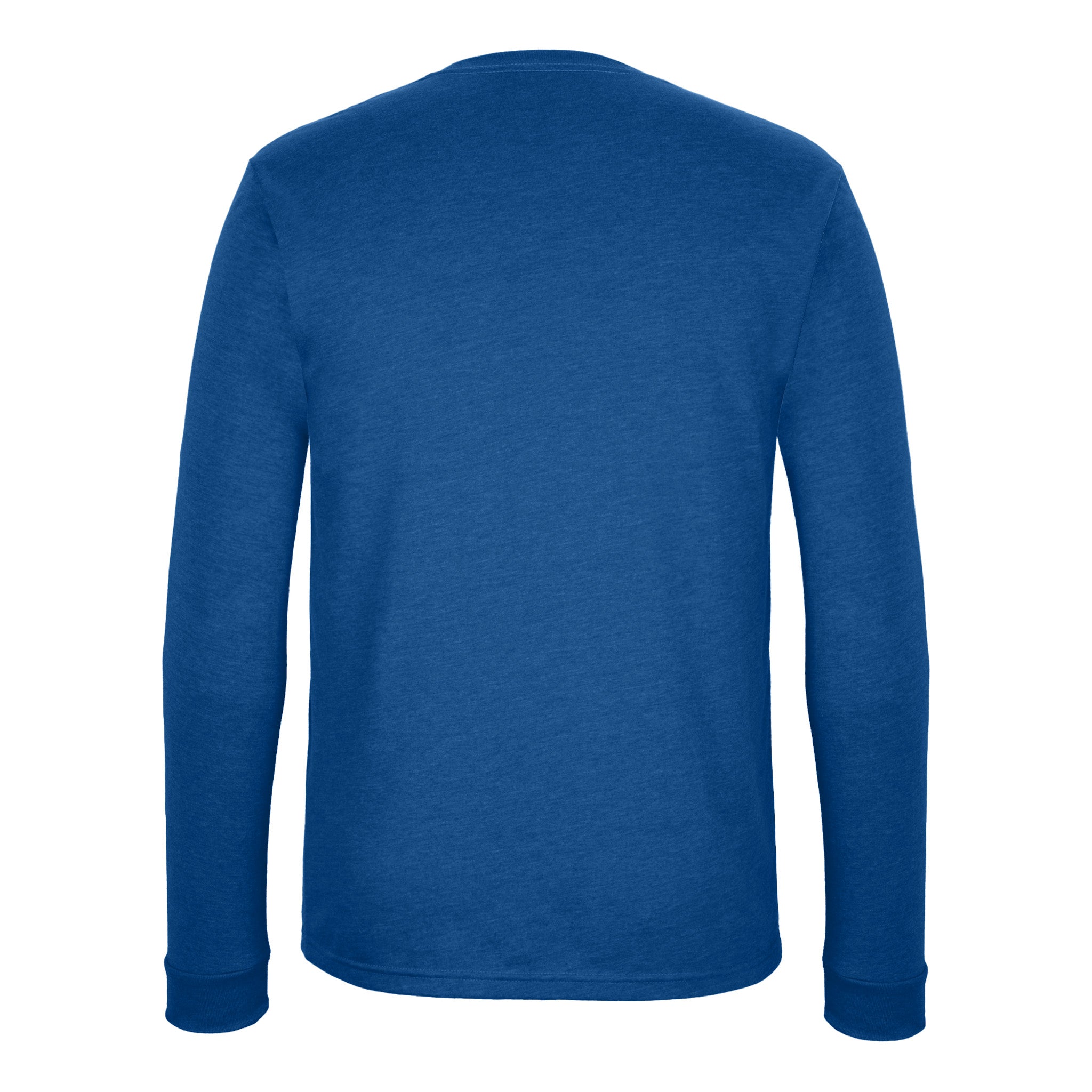 Unisex CVC Long Sleeve T-Shirt Heather Cool Blue 6211 Next Level Apparel Sizes XS, S, M, L, XL, 2XL, 3XL Back View