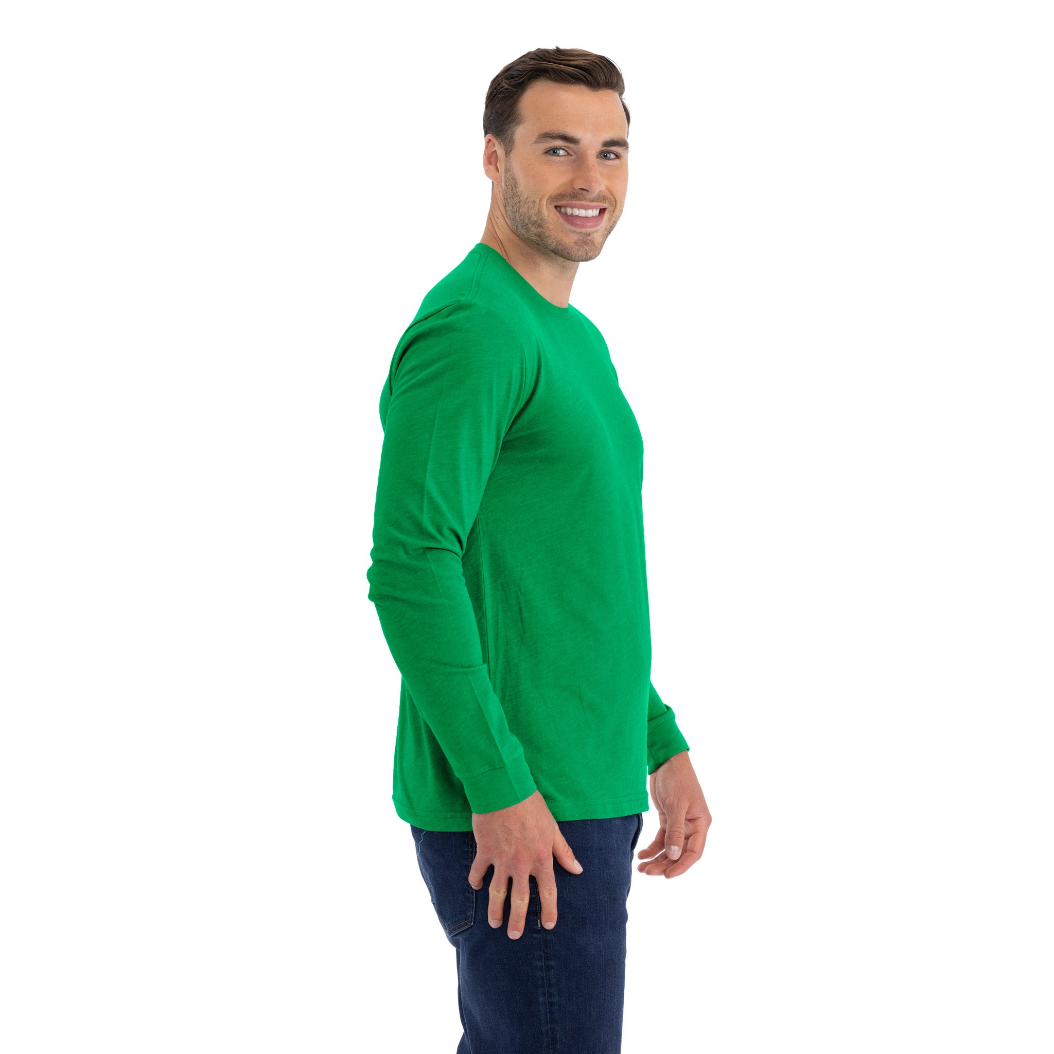 Unisex CVC Long Sleeve T-Shirt Kelly Green 6211 Next Level Apparel Back View