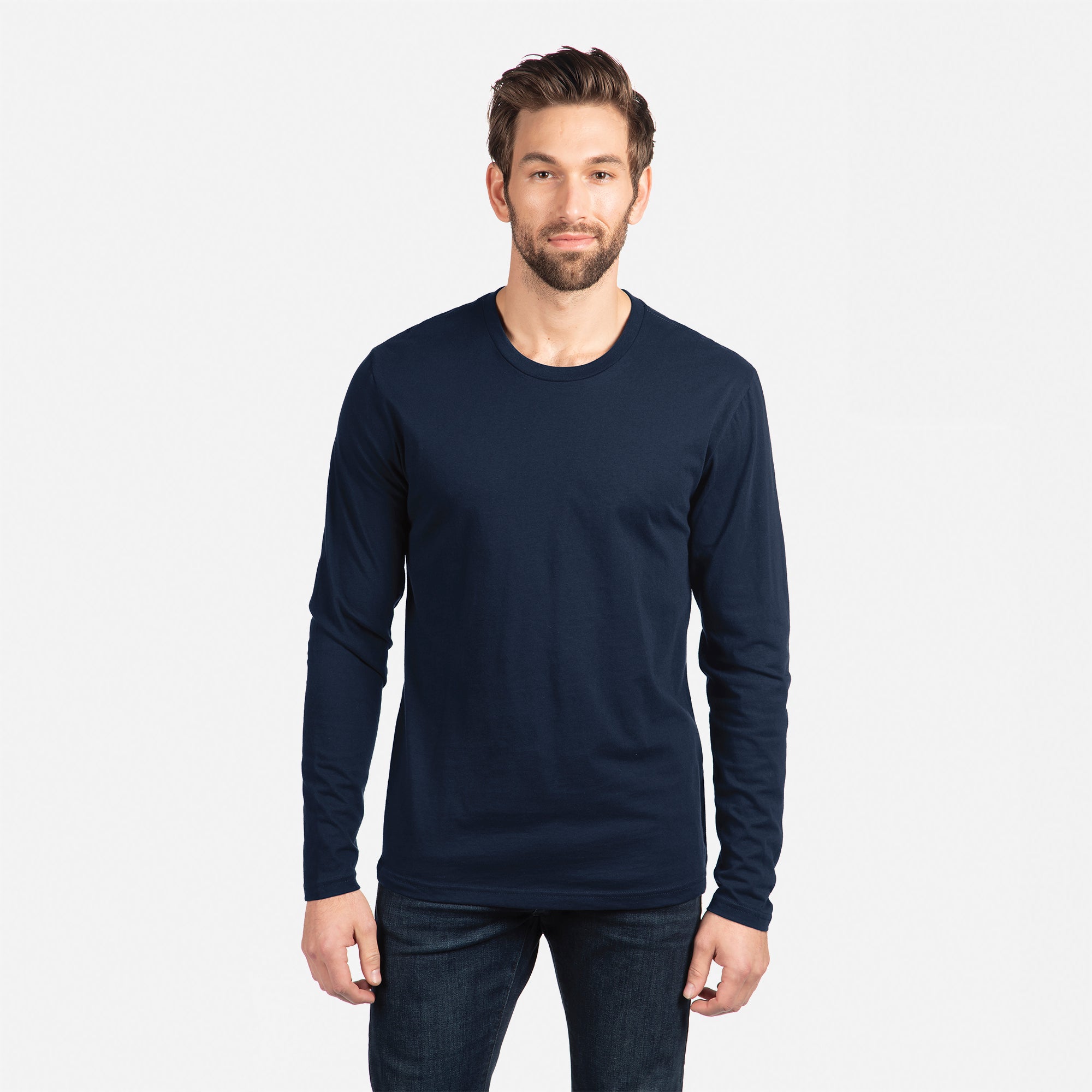 3601 Cotton Long Sleeve T Shirt Midnight Navy Next Level Apparel