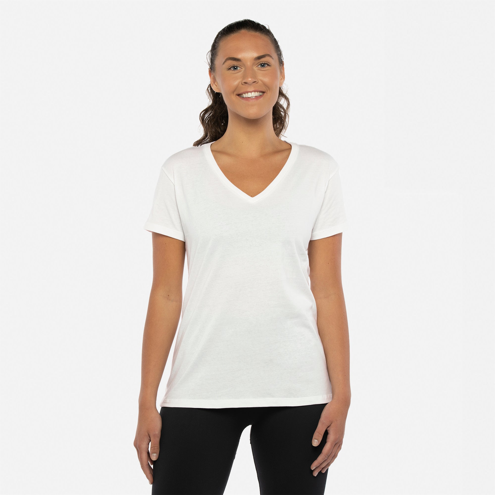 Cotton V Neck T Shirt White 3940 Next Level Apparel