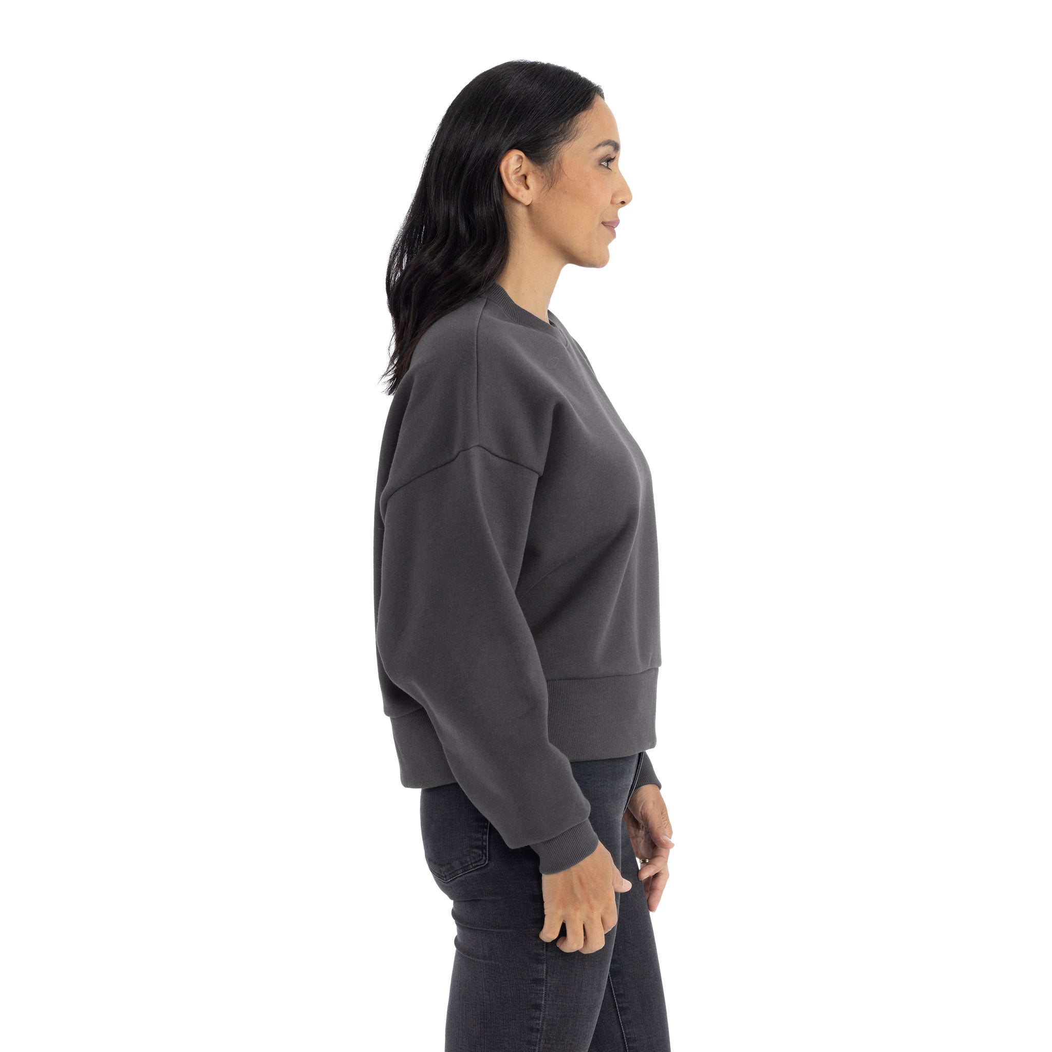 Women's Heavyweight Sweatshirt Graphite Black 9087 Next Level Apparel Side View