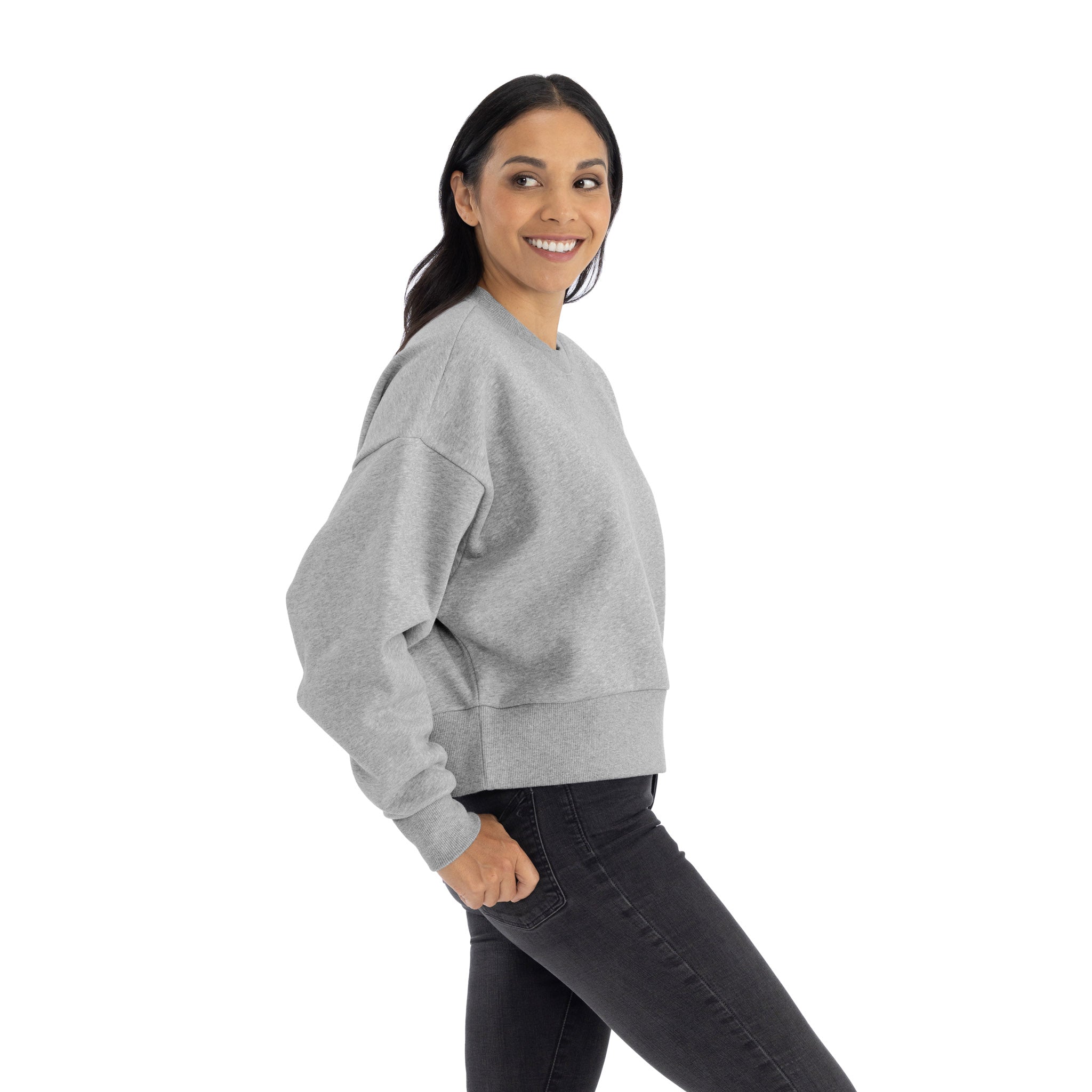 Women's Heavyweight Sweatshirt Desert Heather Gray 9087 Next Level Apparel Back View