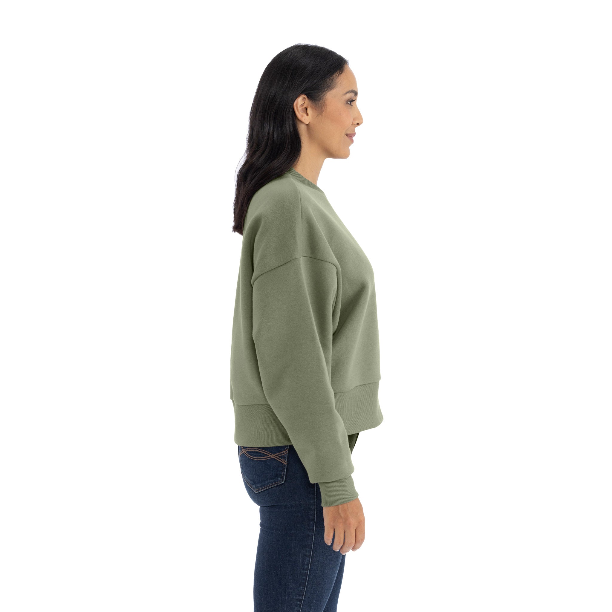 Women's Heavyweight Sweatshirt Light Olive 9087 Next Level Apparel Back View