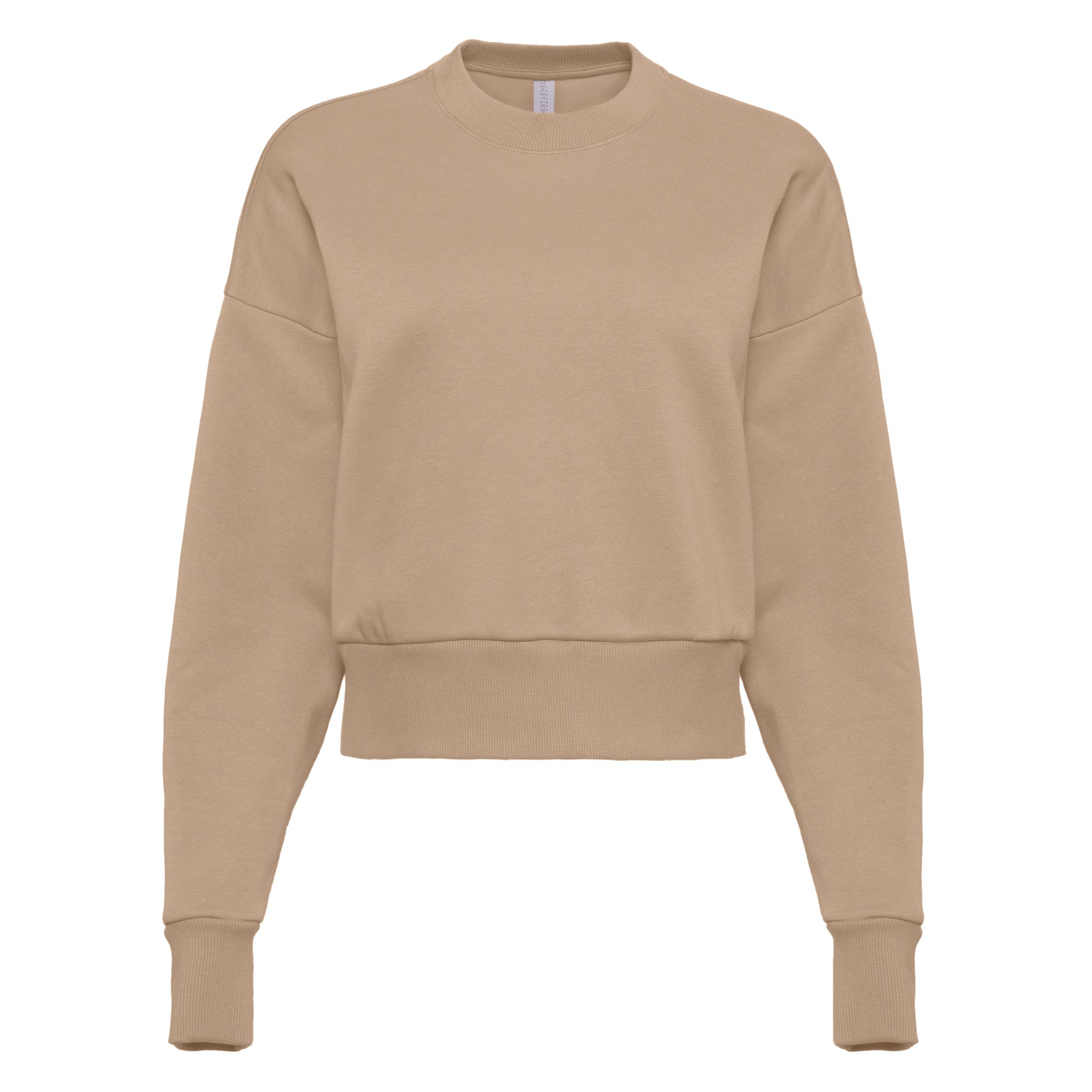 Women's Heavyweight Sweatshirt Tan 9087 Next Level Apparel Sizes XS, S, M, L, XL, 2XL, 3XL Back View