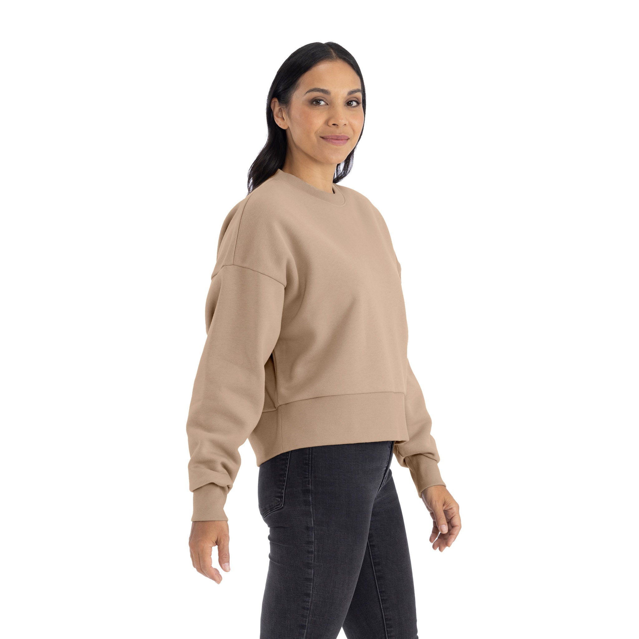 Women's Heavyweight Sweatshirt Tan 9087 Next Level Apparel Back View