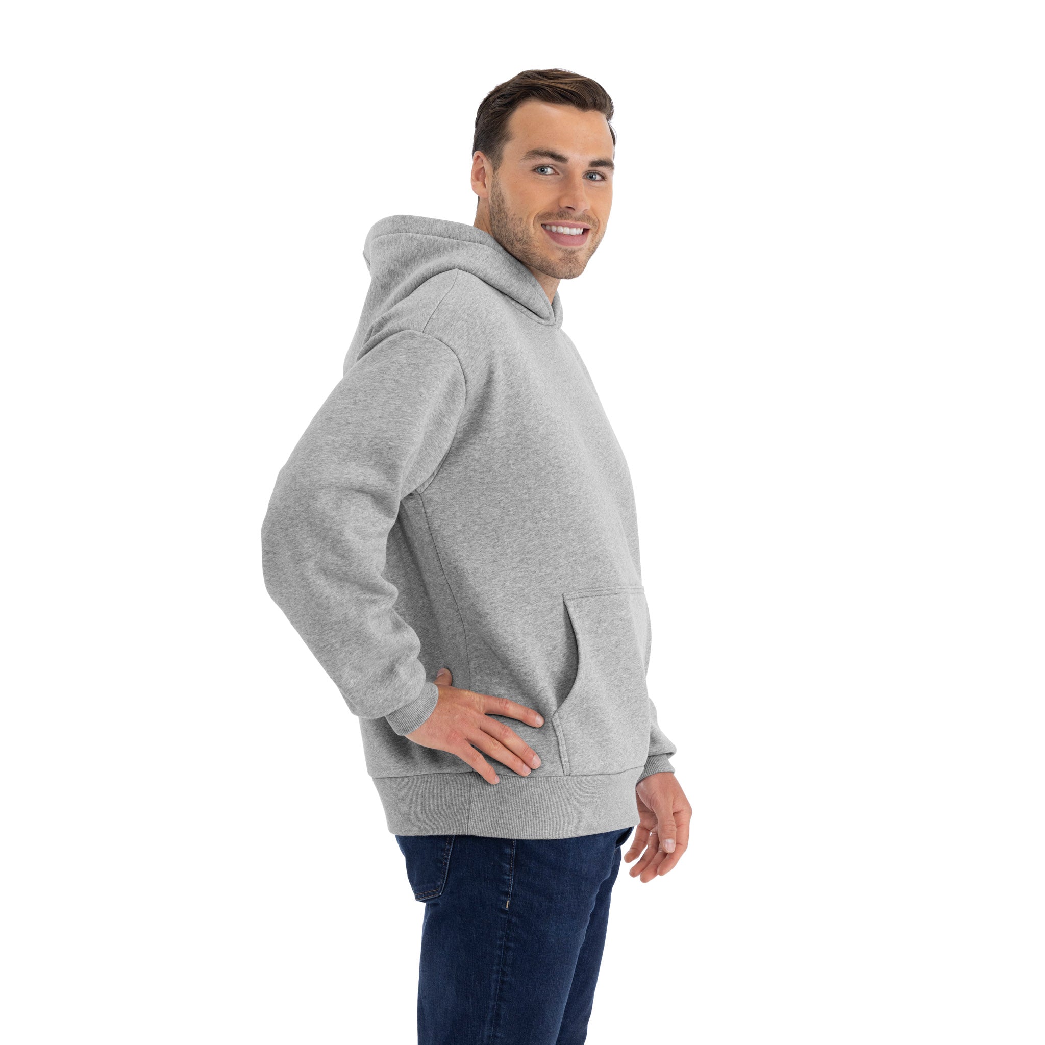 Unisex Heavyweight Pullover Hoodie Heather Gray 9307 Next Level Apparel Back View