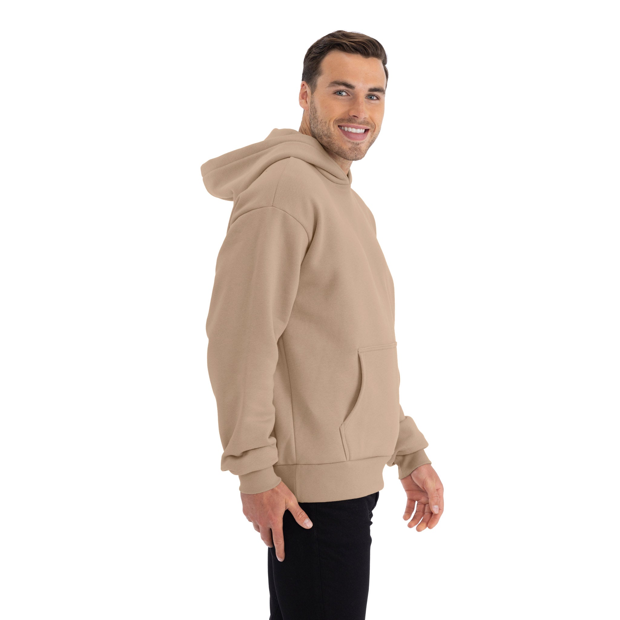 Unisex Heavyweight Pullover Hoodie Tan 9307 Next Level Apparel Back View