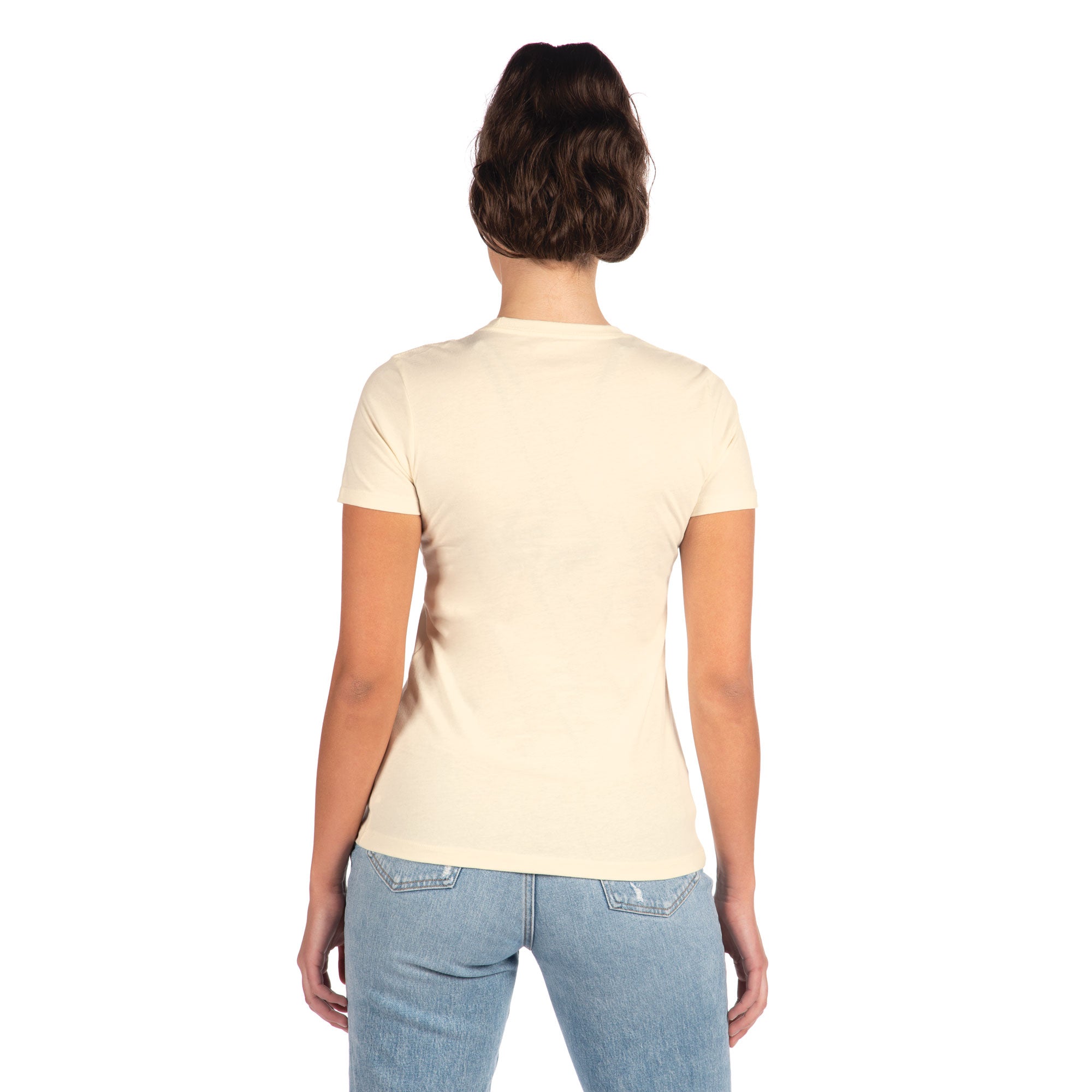 Cotton Boyfriend T-Shirt Natural 3900 Next Level Apparel Women's Back View
