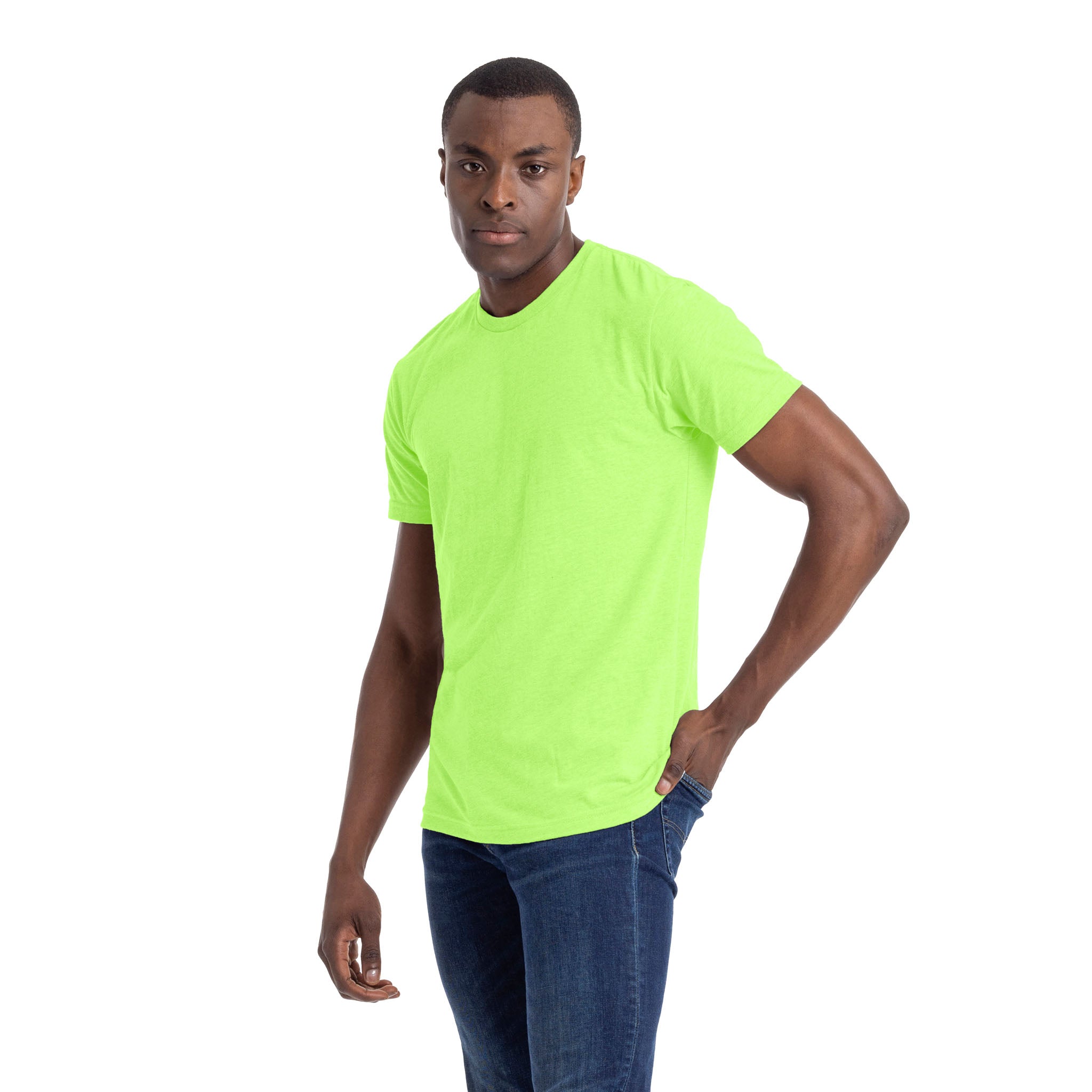 Unisex CVC T-Shirt Neon Green 6210 Next Level Apparel Side View