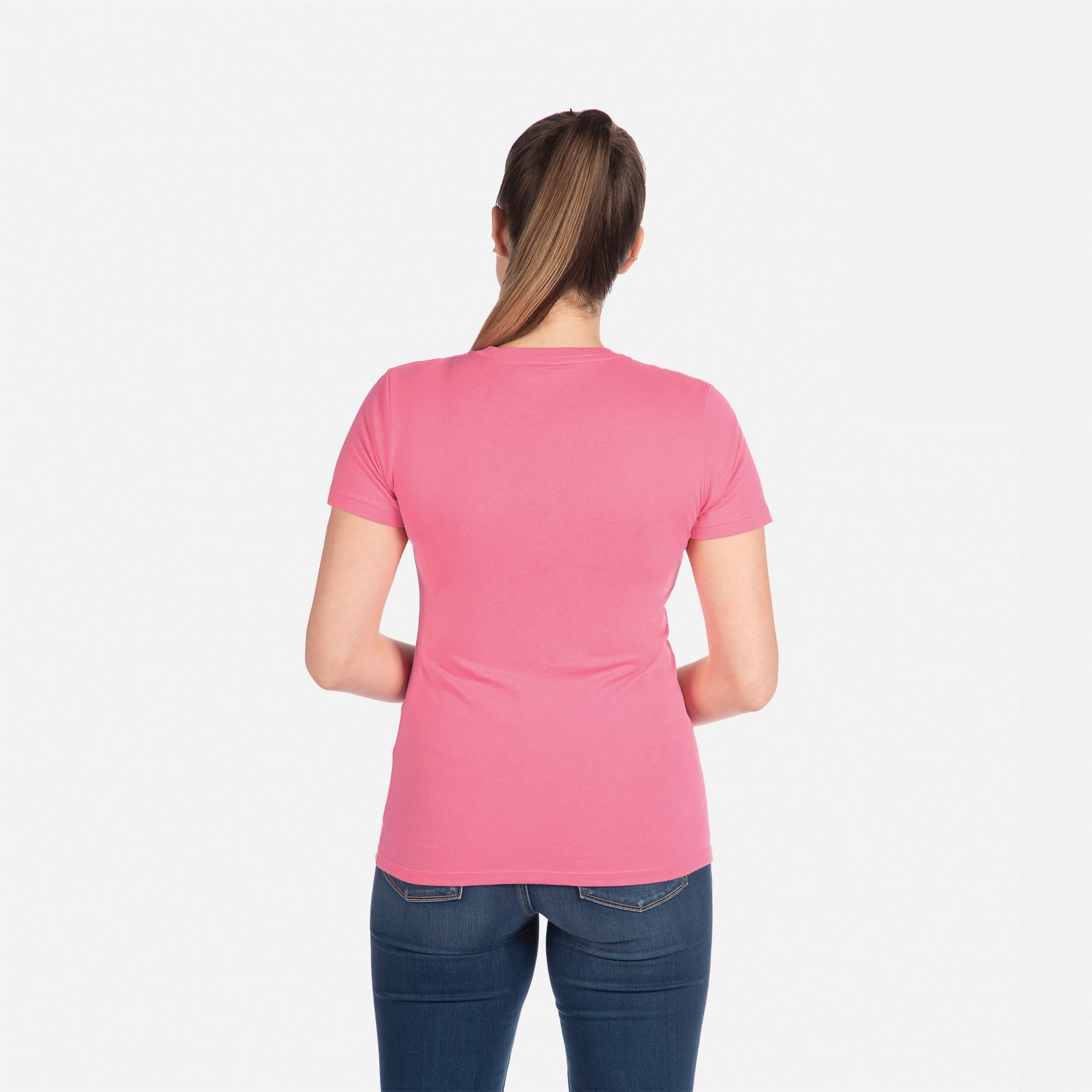 Cotton Boyfriend T-Shirt Hot Pink 3900 Next Level Apparel Back View