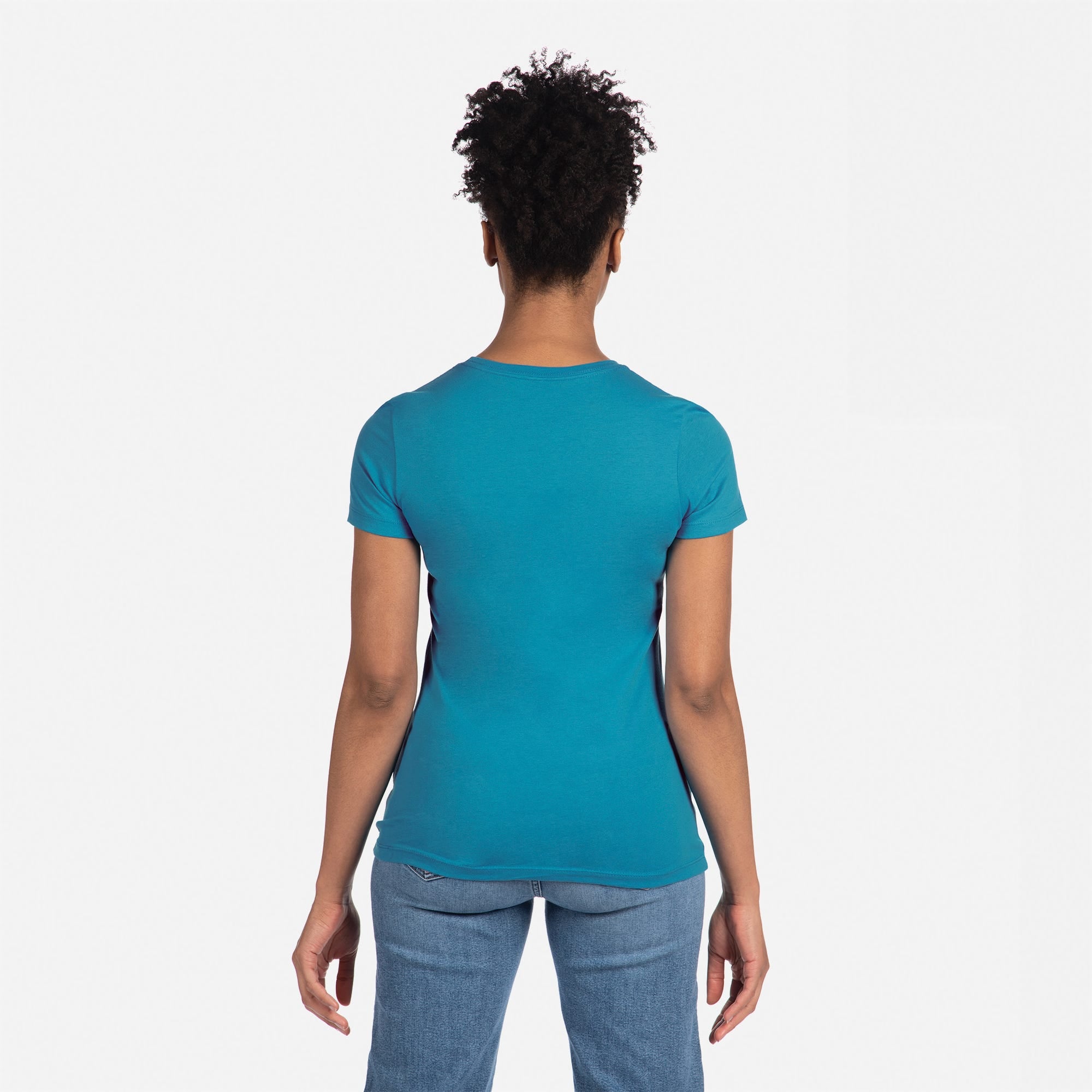 Cotton Boyfriend T-Shirt Turquoise 3900 Next Level Apparel Women's T-Shirt Back View
