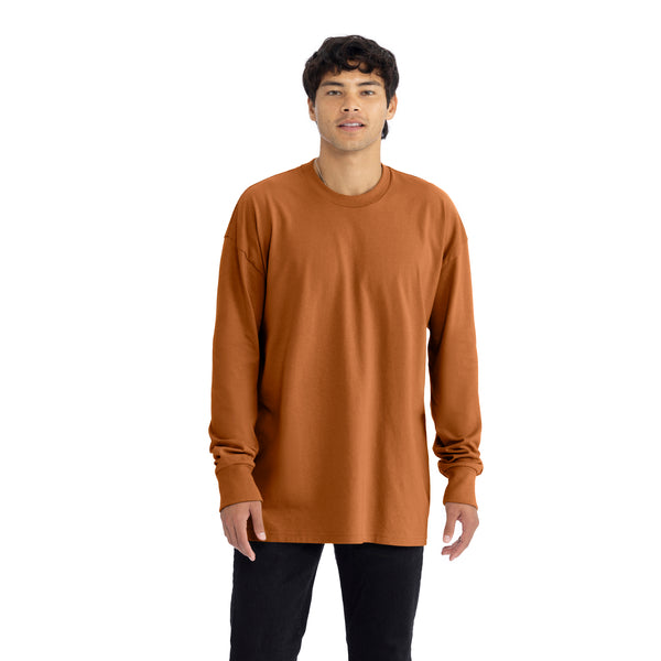 Introducing our Heavyweight Long Sleeve Ringspun Cotton T-Shirt: crafted for durability and comfort. Made from premium ringspun cotton, it offers unmatched softness. Versatile and timeless, it's an essential addition to any wardrobe.